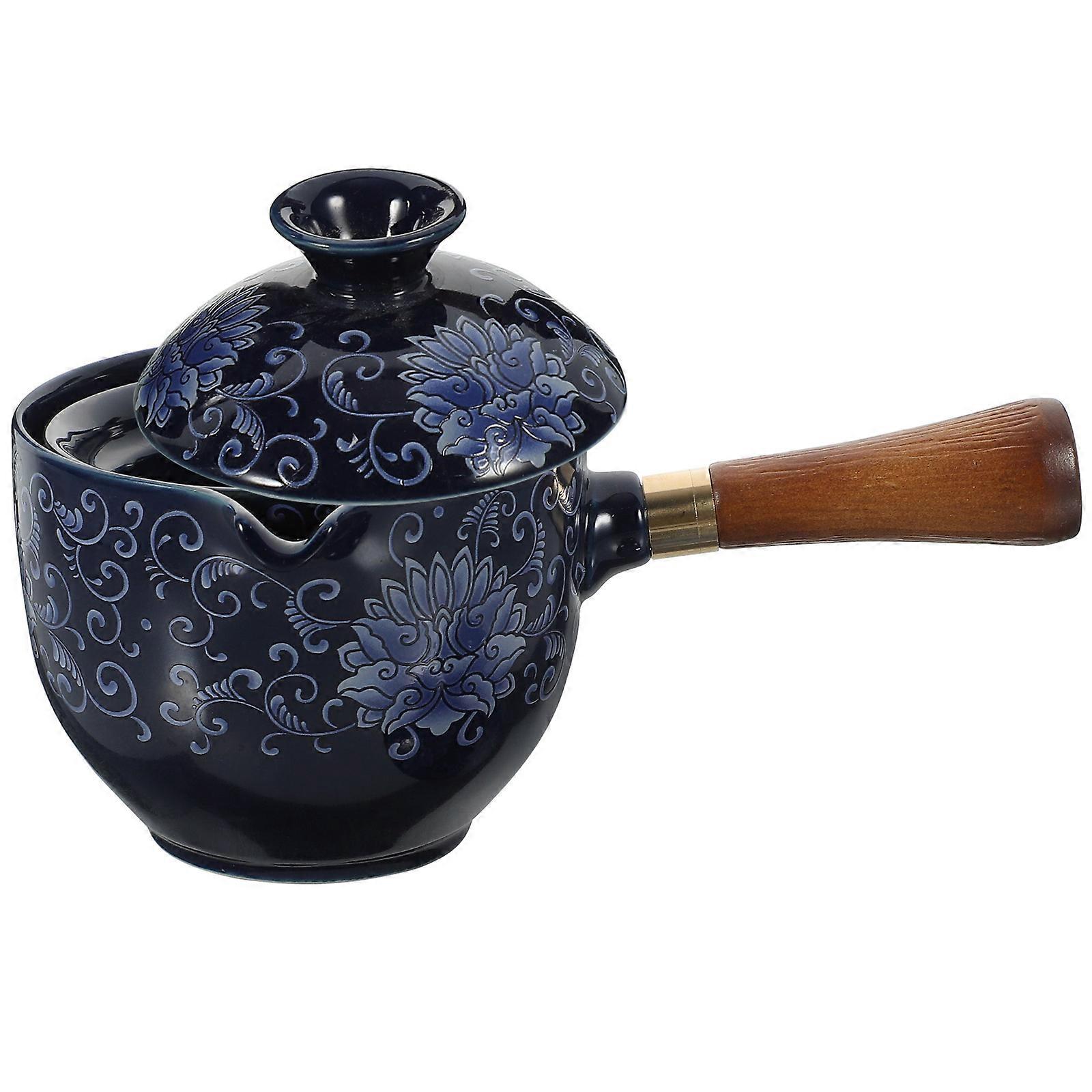 Rotatable Ceramic Tea Pot Teaware For Tea Enthusiasts At Home Desktop Office Table 5Pcs