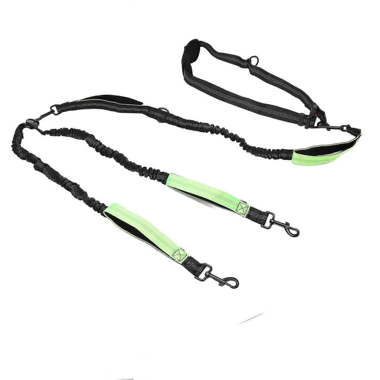 Dog Leash Foam Padded Support Heavy Duty Comfortable Strong Rope Leash Pet Training Leash with Reflective Stitches for Pet Running Walking Black+Green