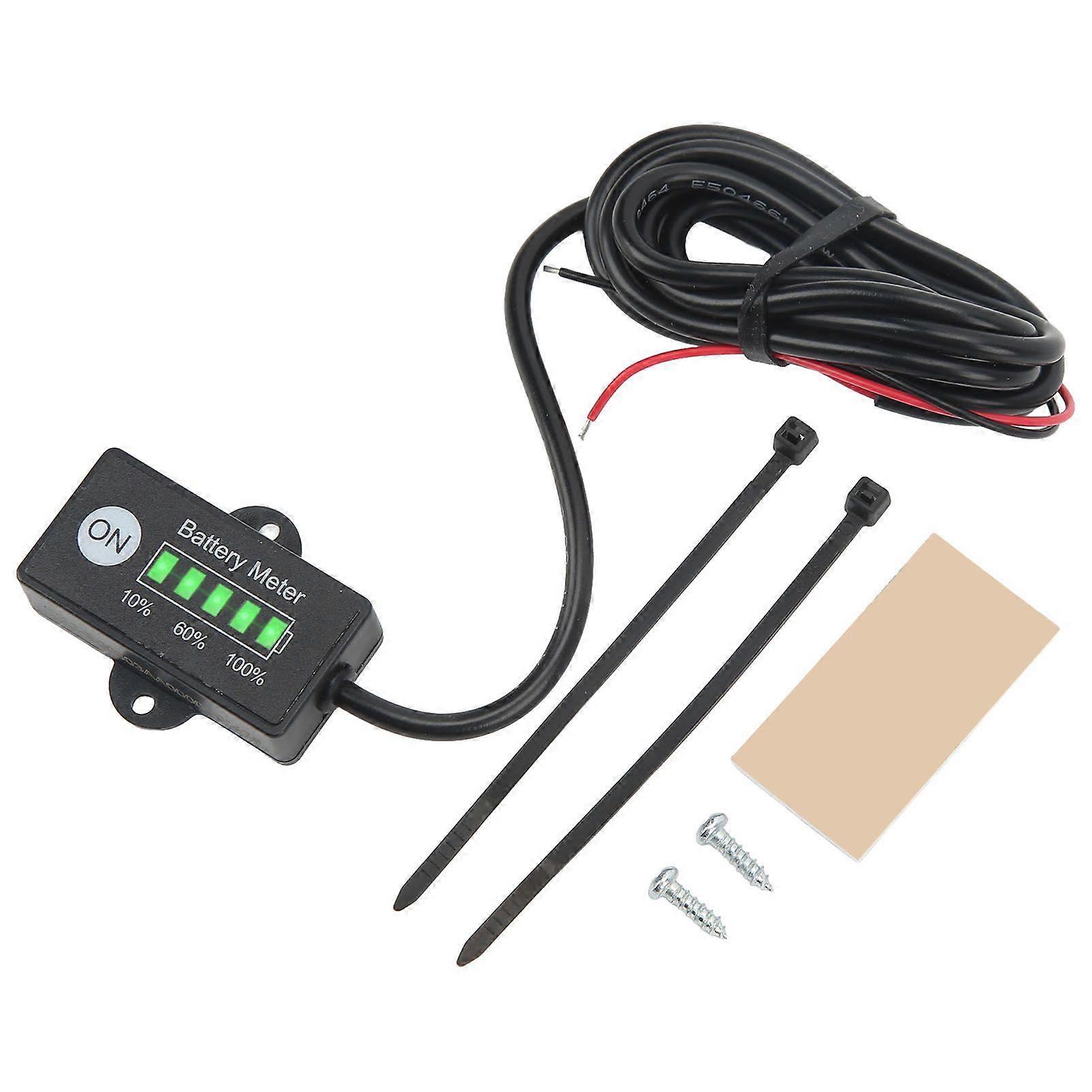 Battery Meter 12V 24V 5 LED Display IP65 Waterproof Auto Recognition Battery Capacity Monitor