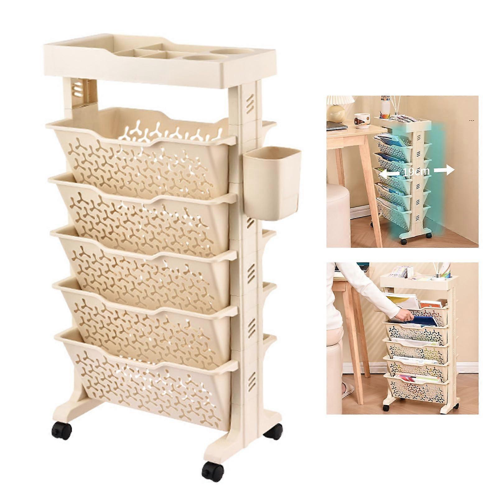 Slim Storage Cart Multi Layer Dual Sided Rolling Cart Organizer Mobile Shelf For Home Bedroom Office Sturdy