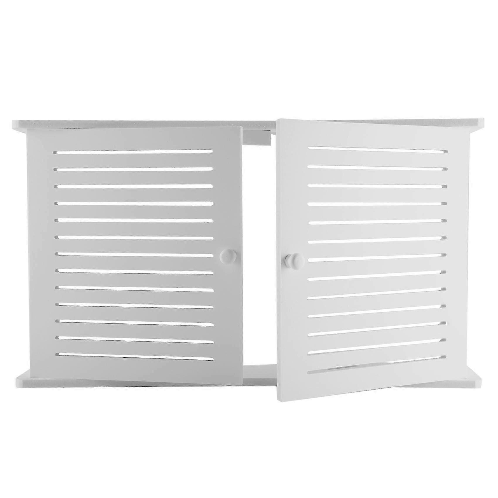 Wireless Wifi Router Storage Boxes Wooden Box Cable Power Plus Wire Bracket Wall Hanging Plug Board Shelf -Double Door