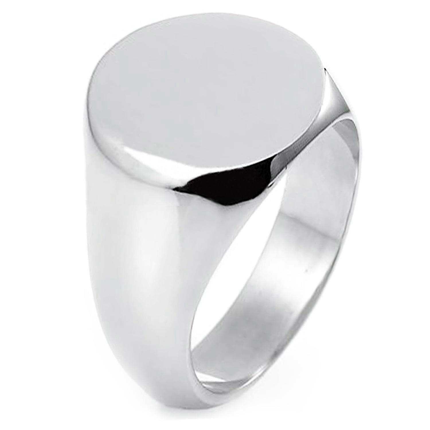 Sterling Silver Round Flat Top Polished Classic Plain Signet Ring