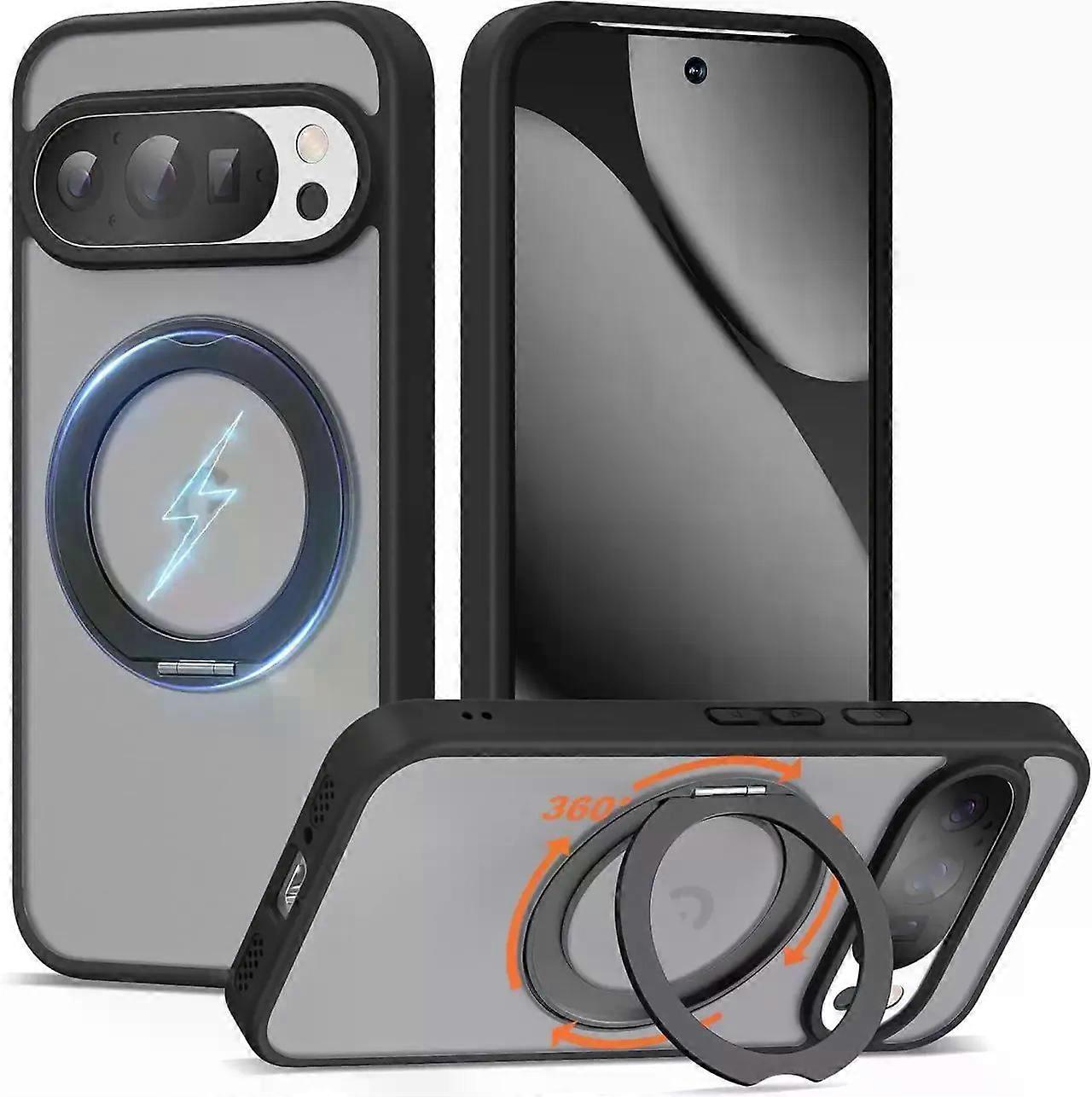 Compatible with Google Pixel 10/Pixel 10 Pro Case with 360 Magnetic Ring Stand [Compatible with Mag-Safe] Shockproof Translucent Phone Case 6.3" for W
