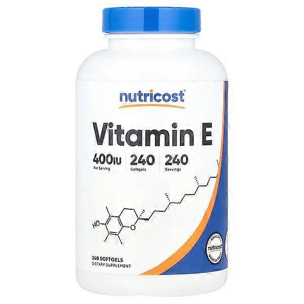 Nutricost, E-vitamiini, 180 mg (400 IU), 240 pehmeää geeliä