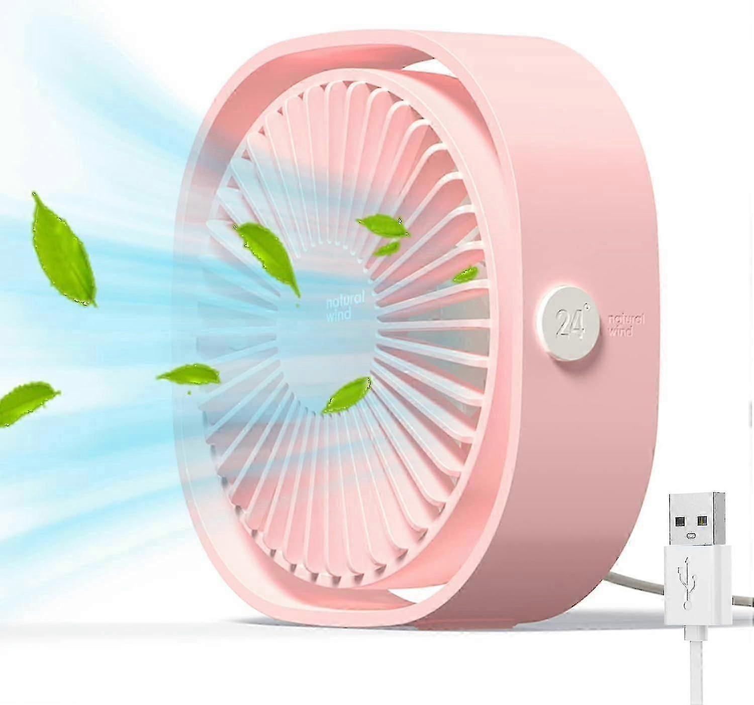 Mini USB Fan Quiet 3 Speed Adjustable Pink