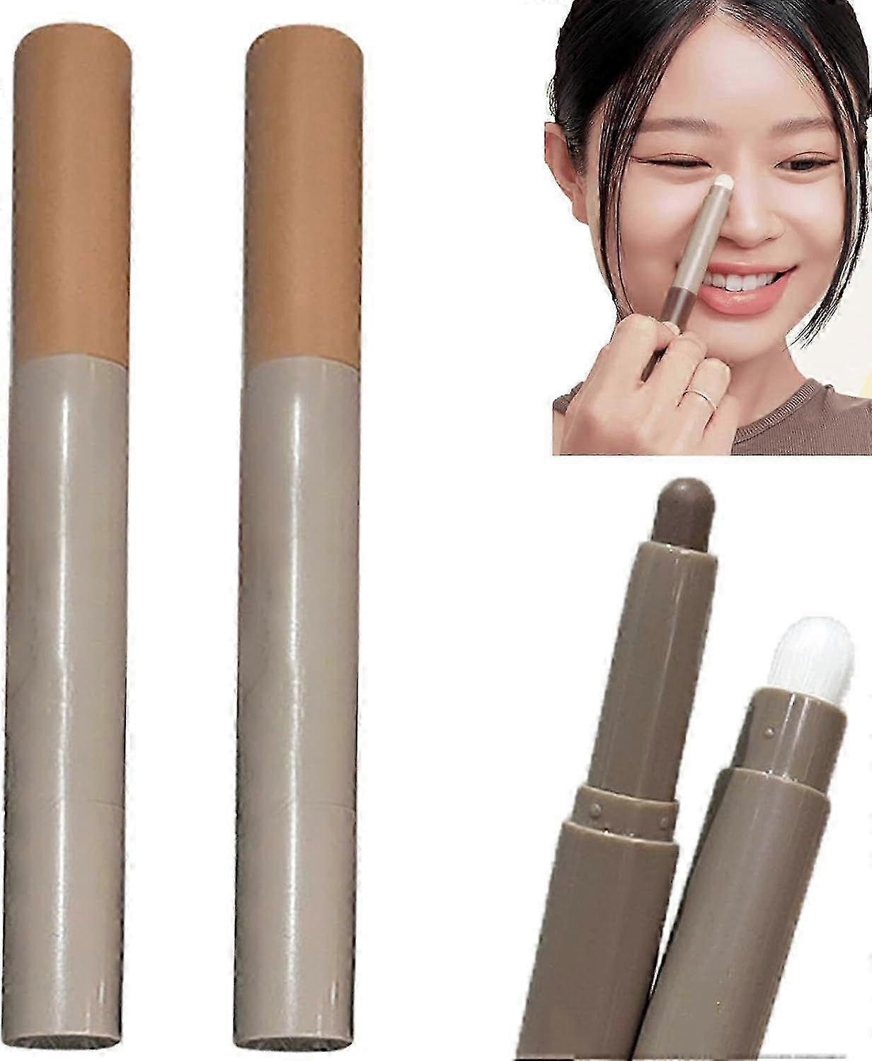 Dual-End Non-Smudge Contour Pencil, Dual-Ended Contour & Highlight Stick, Long Lasting & Waterproof, Nose & Face Sculpting for Natural Definition 2Pcs