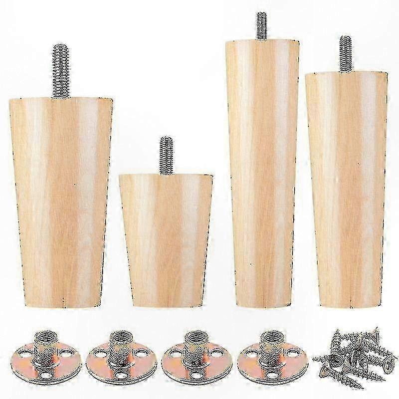Furniture Legs Set for Chairs Tables and Sofas with Protective Pads Pre-Installed Screws Wooden Replacement Feet