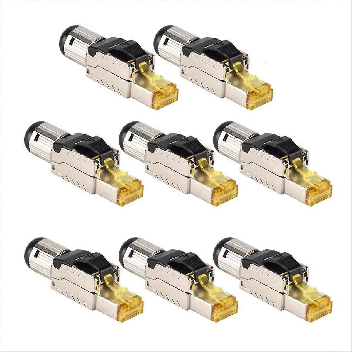 8Pack Tool Free Shielded RJ45 Cat 8 Field Termination Plug