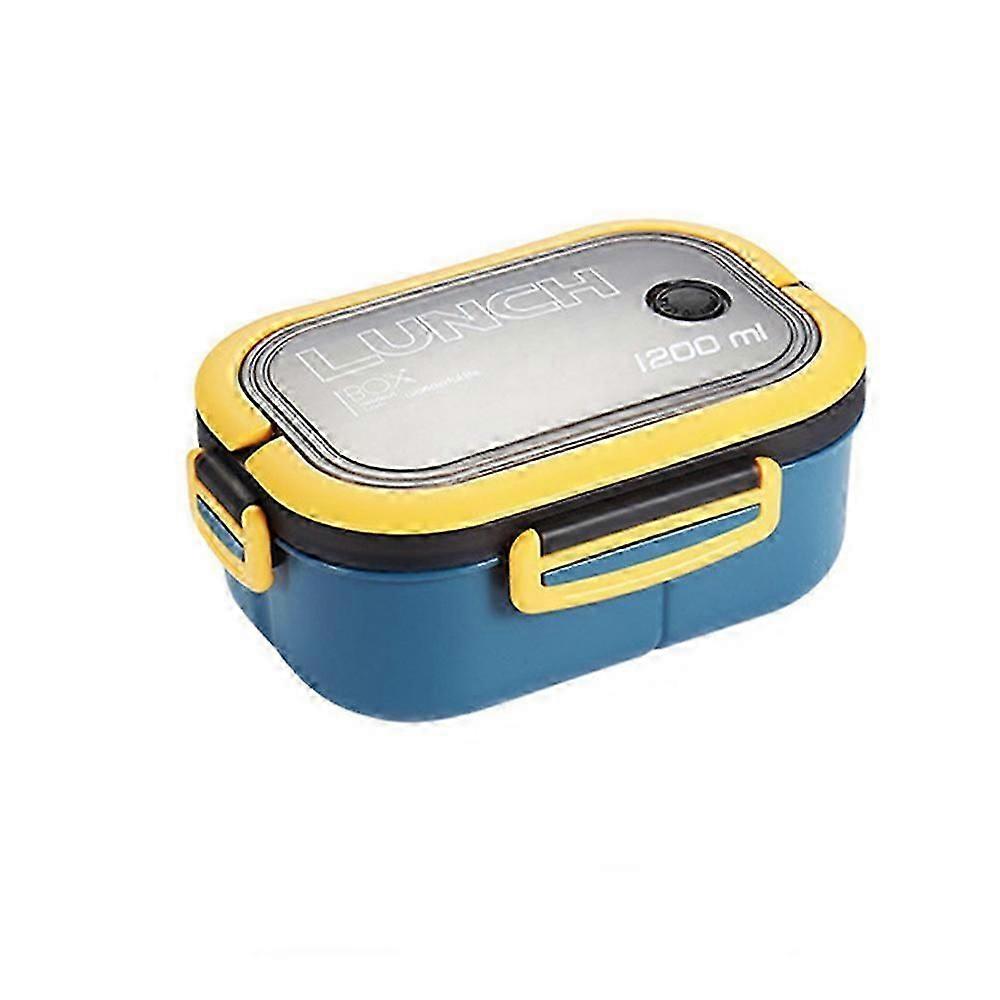 Plastic Lunch Box With Spoon Fork Student Office Microwave Oven Bento Boxes Double Layer Fresh-keeping Food Container Tableware