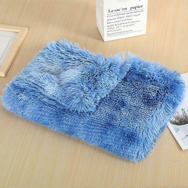 Plush Cat Dog Bed Blankets Warm Pet Mat Sleeping Bed Kitten Nest Pad Puppy Rug 21-blue