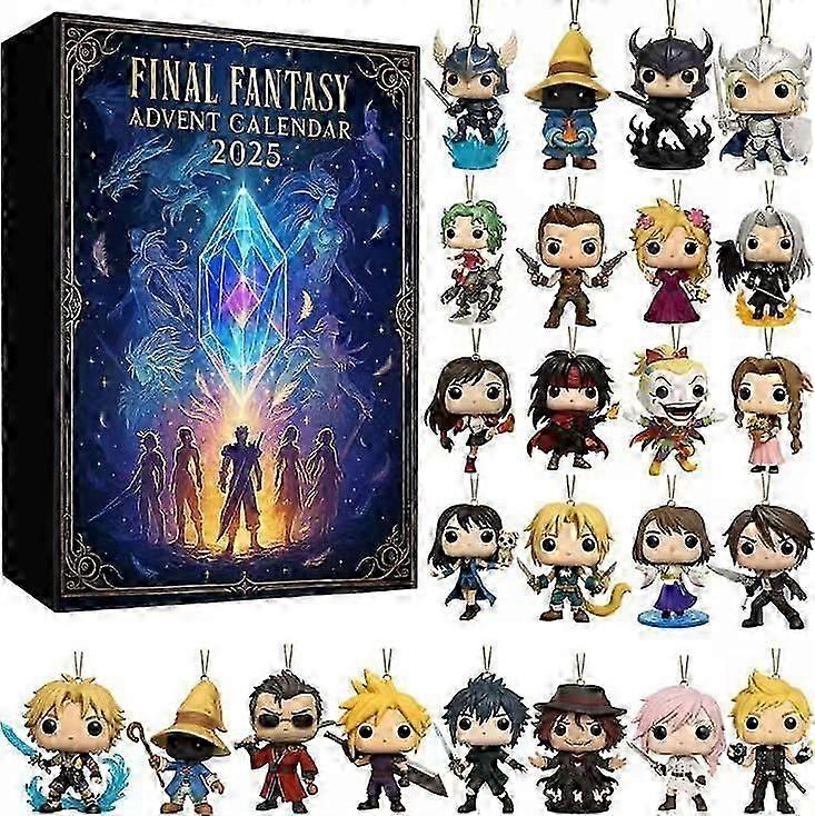 2025 Christmas Advent Calendar - 24 Days Countdown Calendar final fantasy blind box Acrylic Ornaments, Reusable Christmas Tree Decor Blind Box for Kid