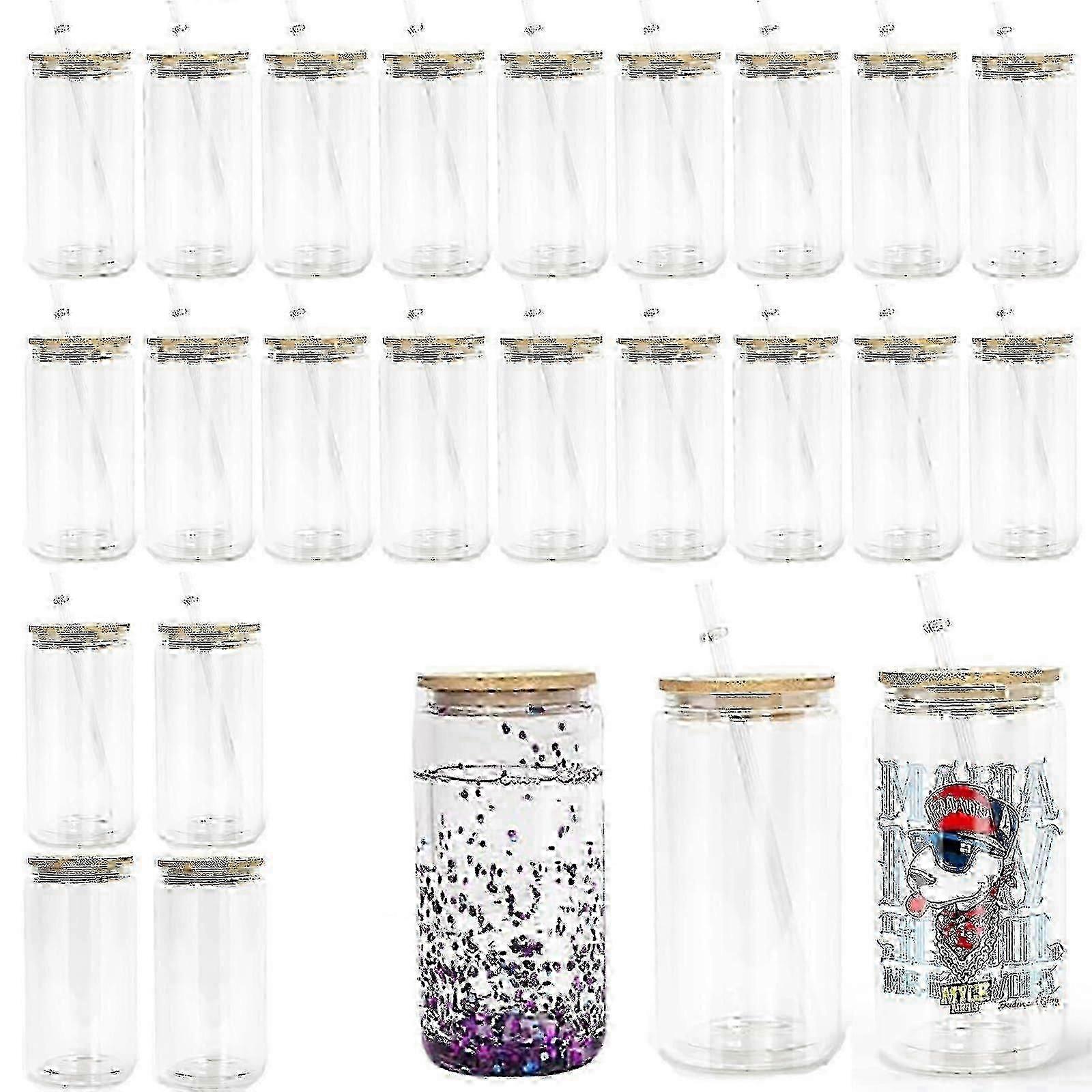 16oz Reusable Double-Wall Clear Can Blanks for Snow Globe DIY with Sublimation and Glitter Pack of 25