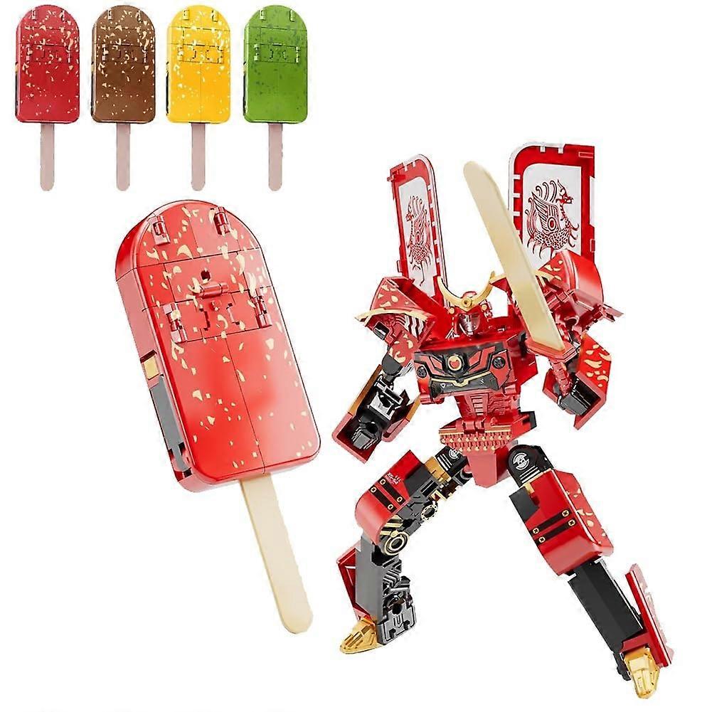 Ice Cream Transformer Toy, 2 in 1 Transform into Robot Action Figure, Posable Transformation Figure Toys Educational Brain Blocks Toy
