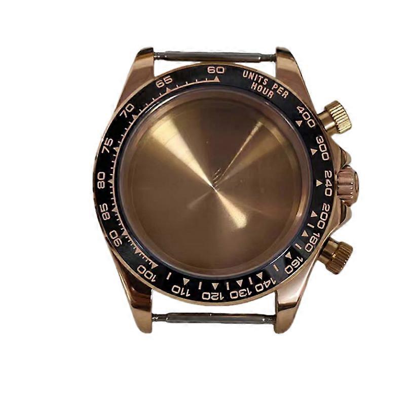 Watch Case Ceramic Bezel Compatible with VK63 Quartz Movement Electroplated Rose