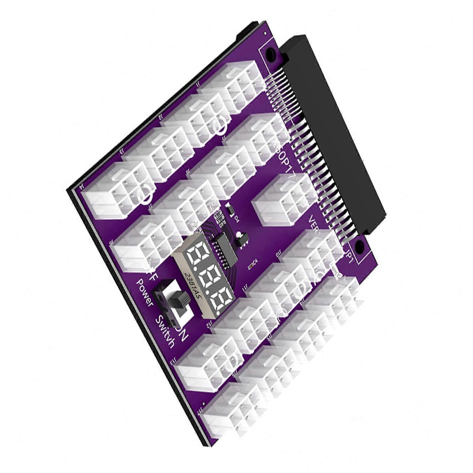 17 Port PCIE 6Pin Power Supply Breakouts Board LED Display Power Module Servers Card Adapter for GPU Miner Mining Multicolor