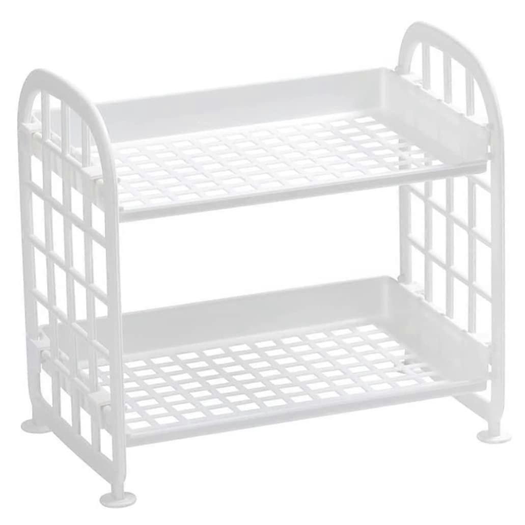 Double Layer Desktop Storage Rack Plastic Shower Caddy Folding Cosmetics Drain Rack White Desktop Organizer