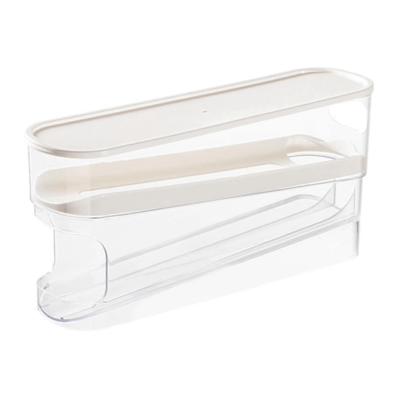 XIUH Kitchen Tools, Automatic Rolling Egg Storage Box with Lid, Space Saving Refrigerator Egg Dispenser, compatible with standard fridge shelves