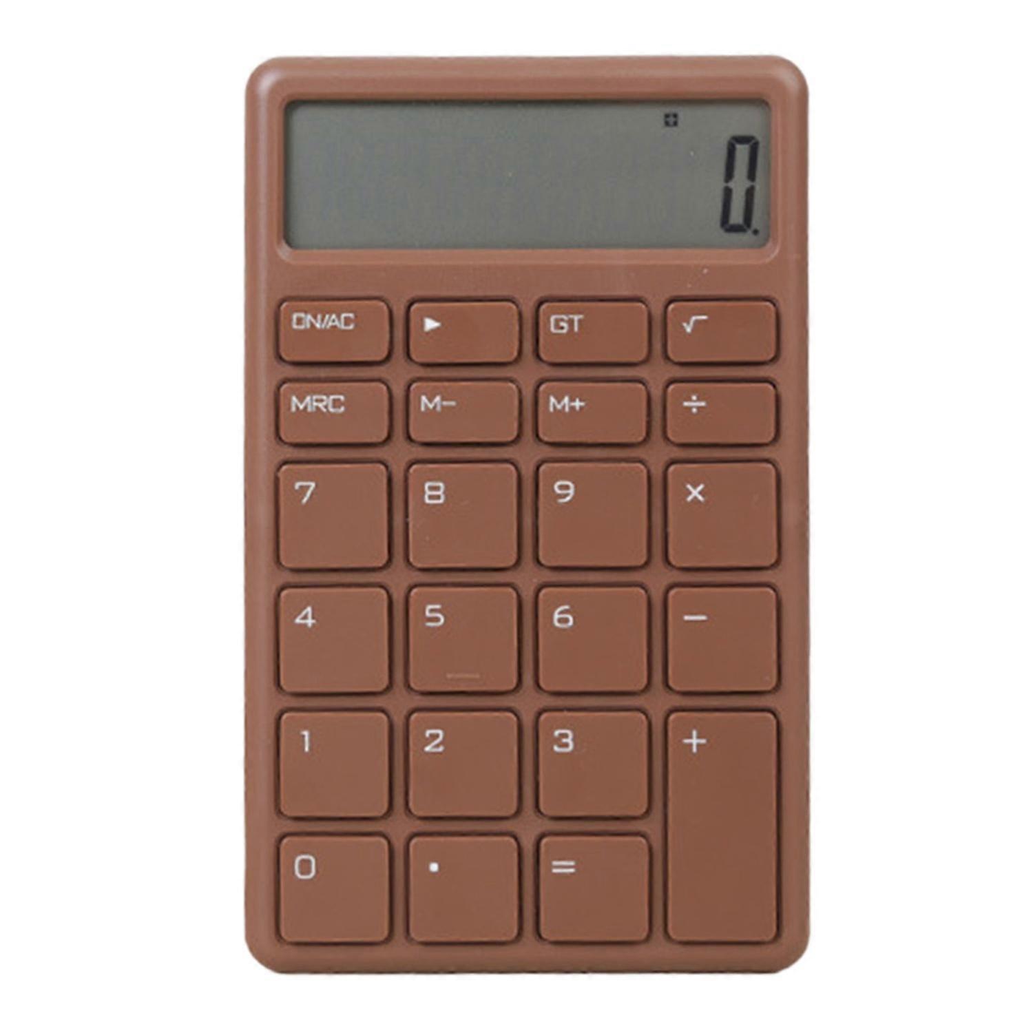 Mini Calculator Quiet LCD Display Prevent Slip Portable Small Calculator for Office Store Home Brown