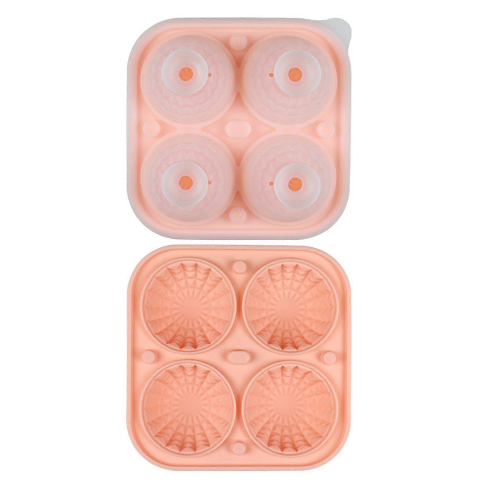 Freezer Tray 4Cavity RoundSquare Silicone Ice Maker Molds For Whiskey Cocktails Easy Release