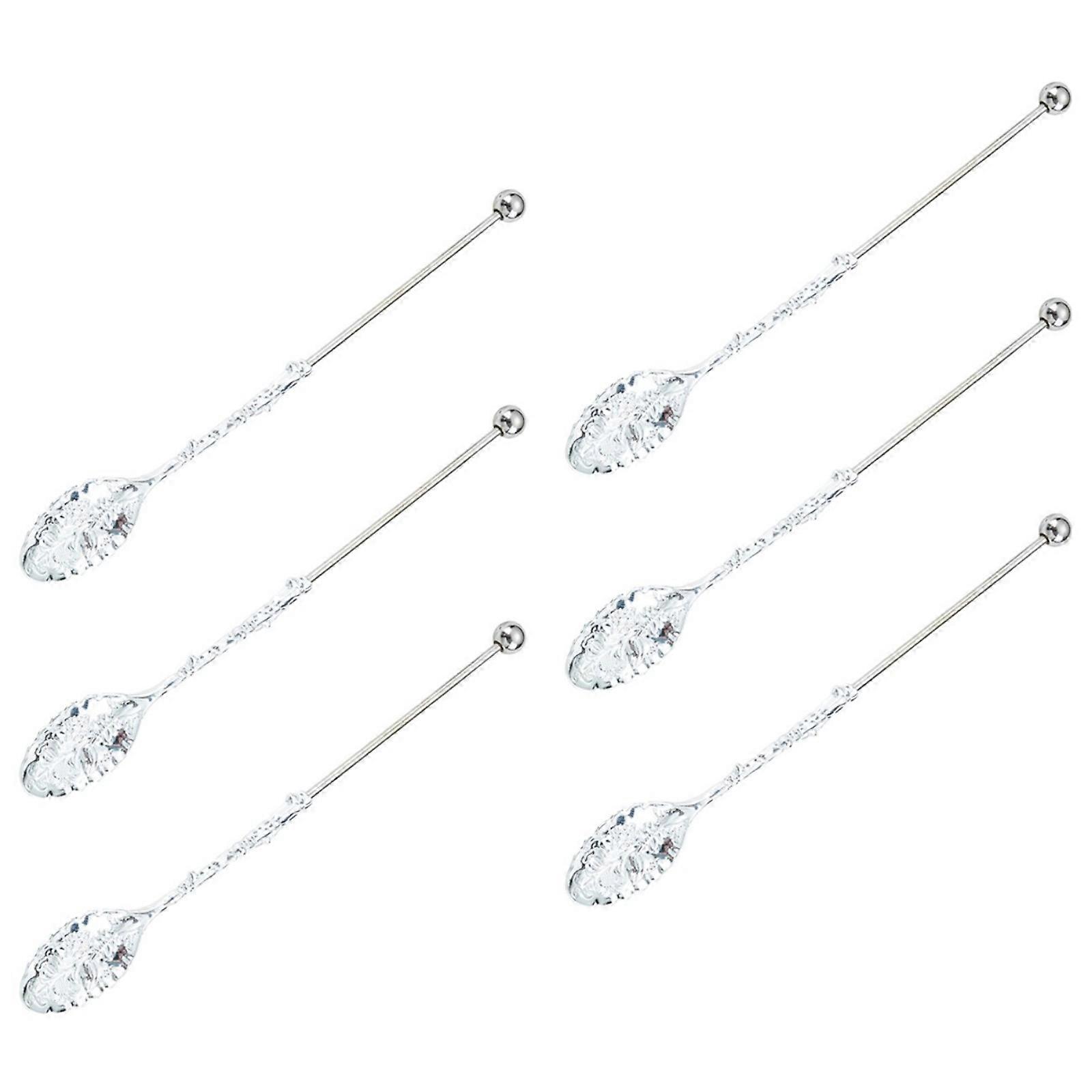Modern Beaded Design Coffee Spoons 6 Pack Alloy Scoops Multiple Use Kitchen Accessories for Cooking and Serving  Silver