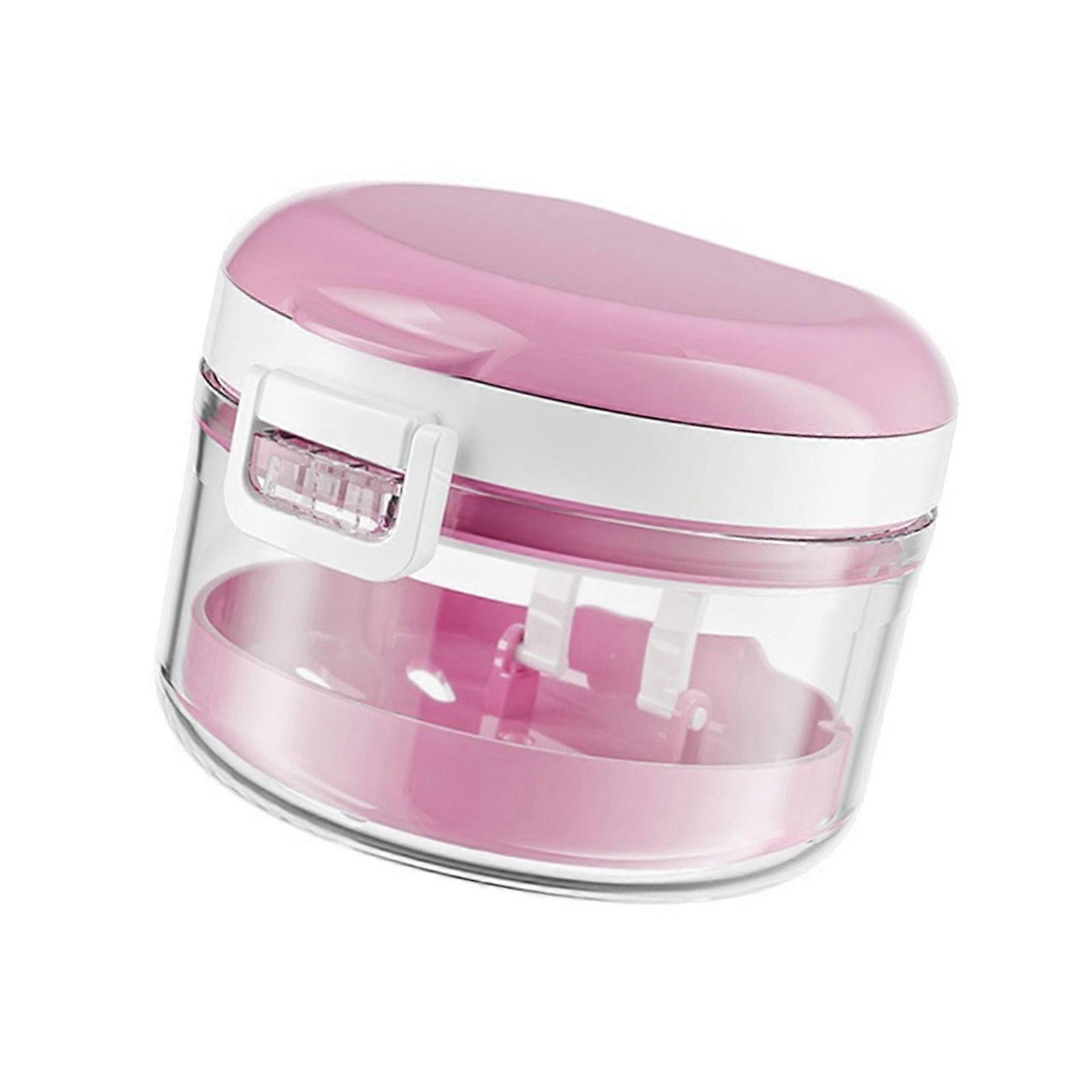 Sturdy Denture Accessory Case With Organized Drainage Layers Easy Cleaning Designs Suitable for Elderly Care Use  Pink