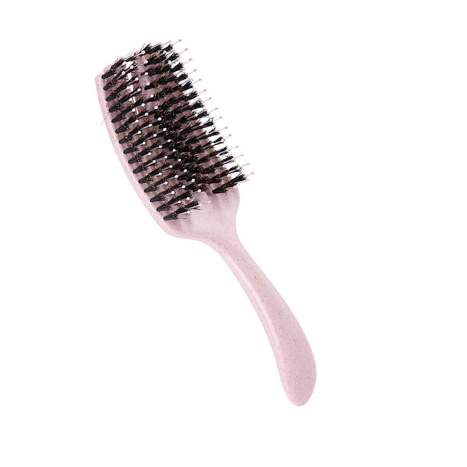 Reusable Wheat Straw Hairbrush For Daily Styling Gentle On Scalp Wide Tooth Comb For Women Protective Carrying Case  Pink