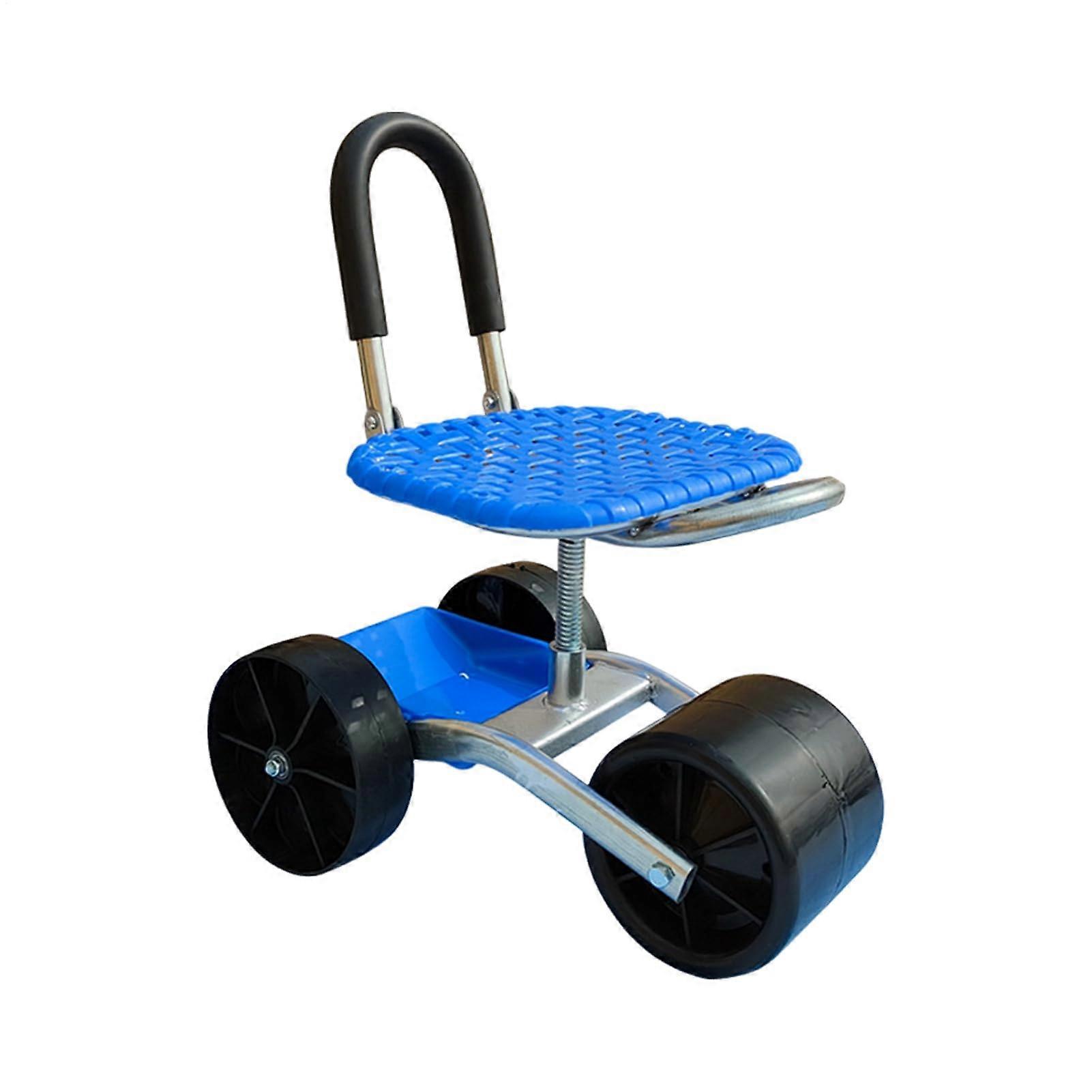 Garden Seat with Wheels and Adjustable Height, 360° Swivel Chair for Lawn, Garage, Camping and Weeding