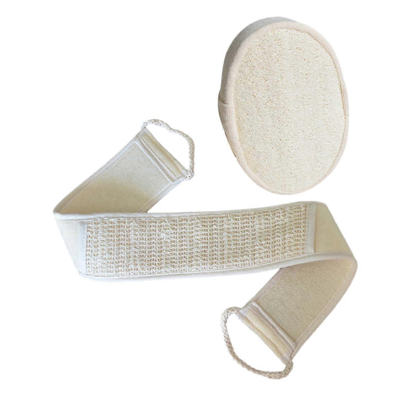 Natural Loofah Bath Set with Long Back Scrubber Exfoliating Towel for Deep Cleaning and Callus Removal