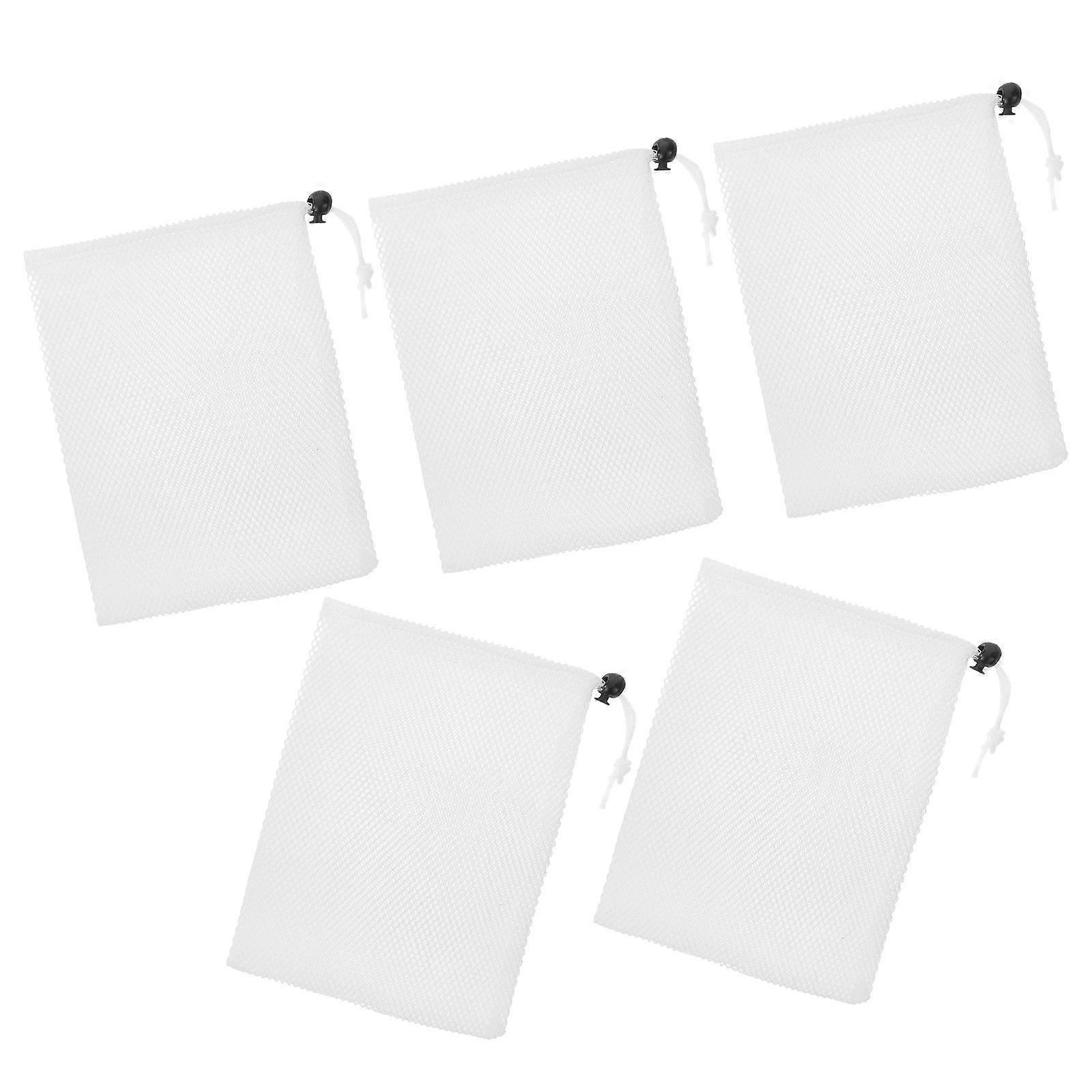 Drawstring Bags White Polyester for Storage Use 5Pcs Travel Pouches