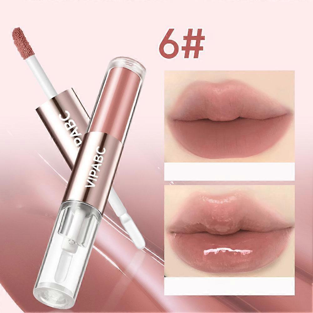 Dual-Head Hydrating Lip Gloss 2-in-1 Moisturizing Balm and Shimmer Gloss For Plump Smooth Lips Non-Sticky Natural Finish