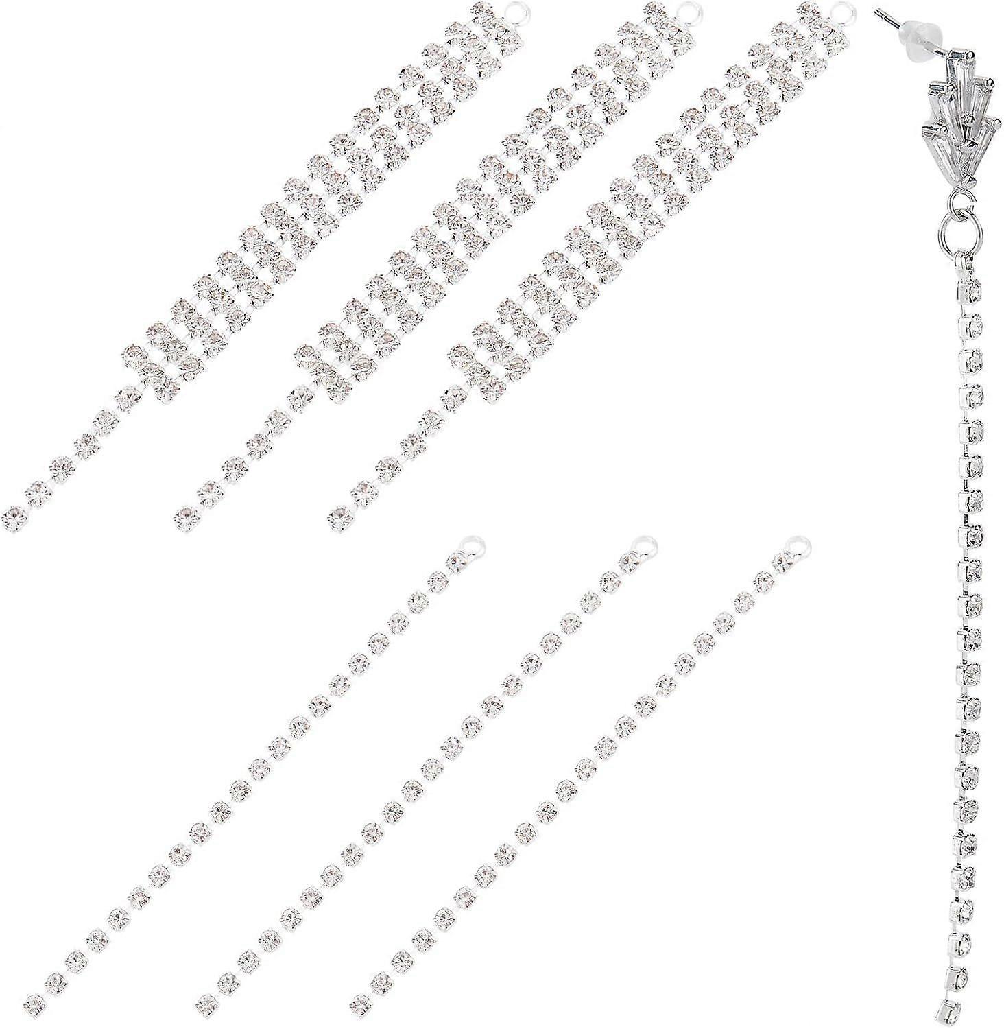 1 Box 16pcs 2 Style Chain Earring Findings Earring Dangle Charms Silver Rhinestone Chains Drop Long Tassel Chain Charm for Jewelry Making DIY Drop Ear