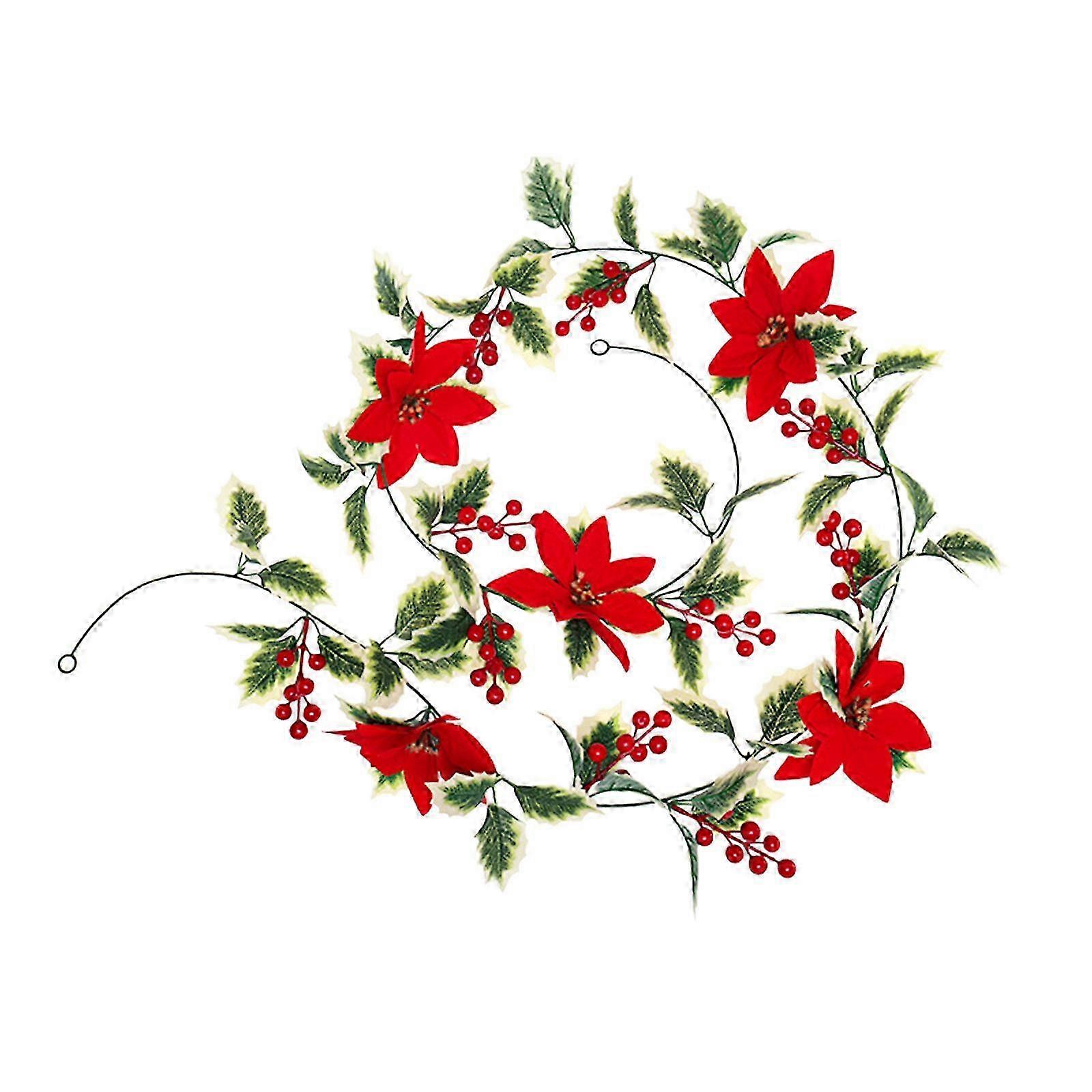 Christmas Rattan Decorations with Multi-color Spots and Artificial Leaves