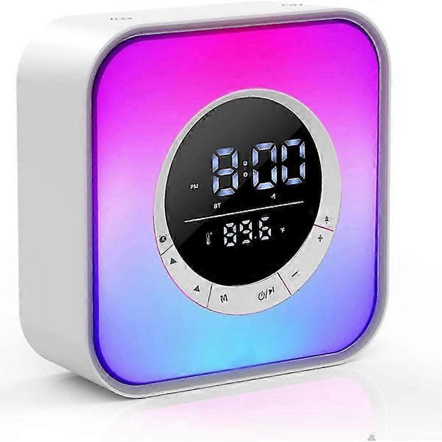 Alarm Clock for Teenagers, Bluetooth Speaker Night Light LED Lamp with 10 Color Changing Lights, Temperature Display