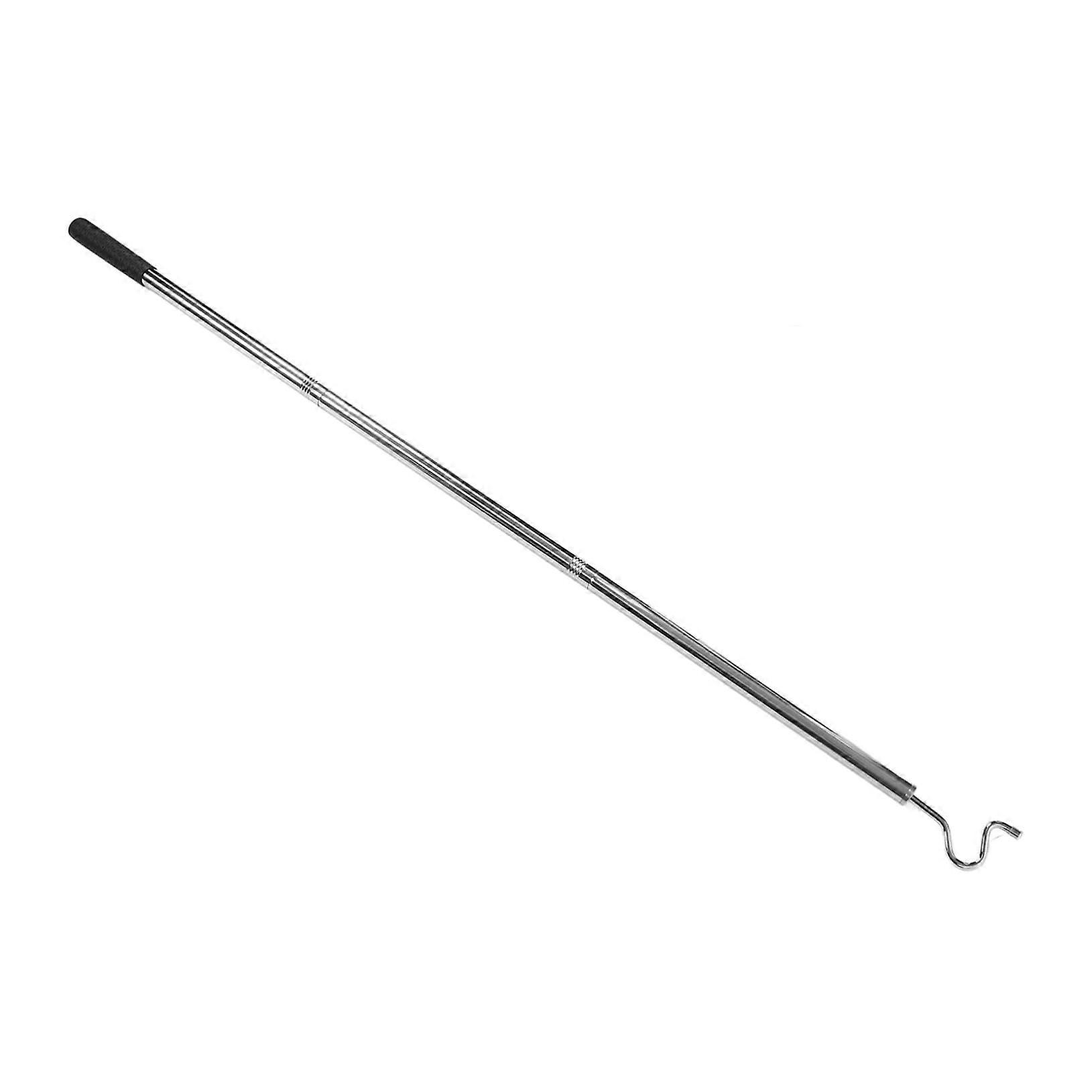 Steel Clothes Hanging Pole Extendable Wardrobe Rod with Hooks for Closet and Laundry Drying