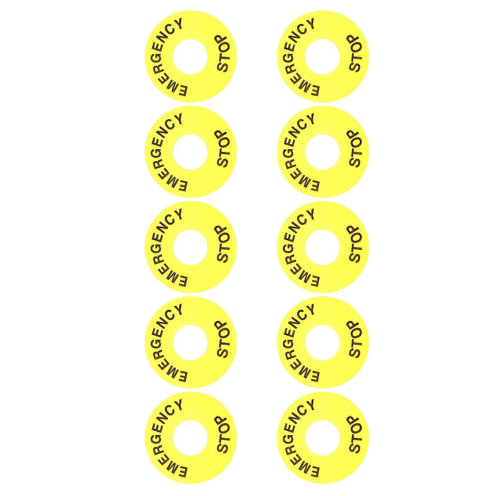 Emergency Stop Push Button 10Pcs Circular Sign In Yellow For Emergency Situations Featuring Durable Construction