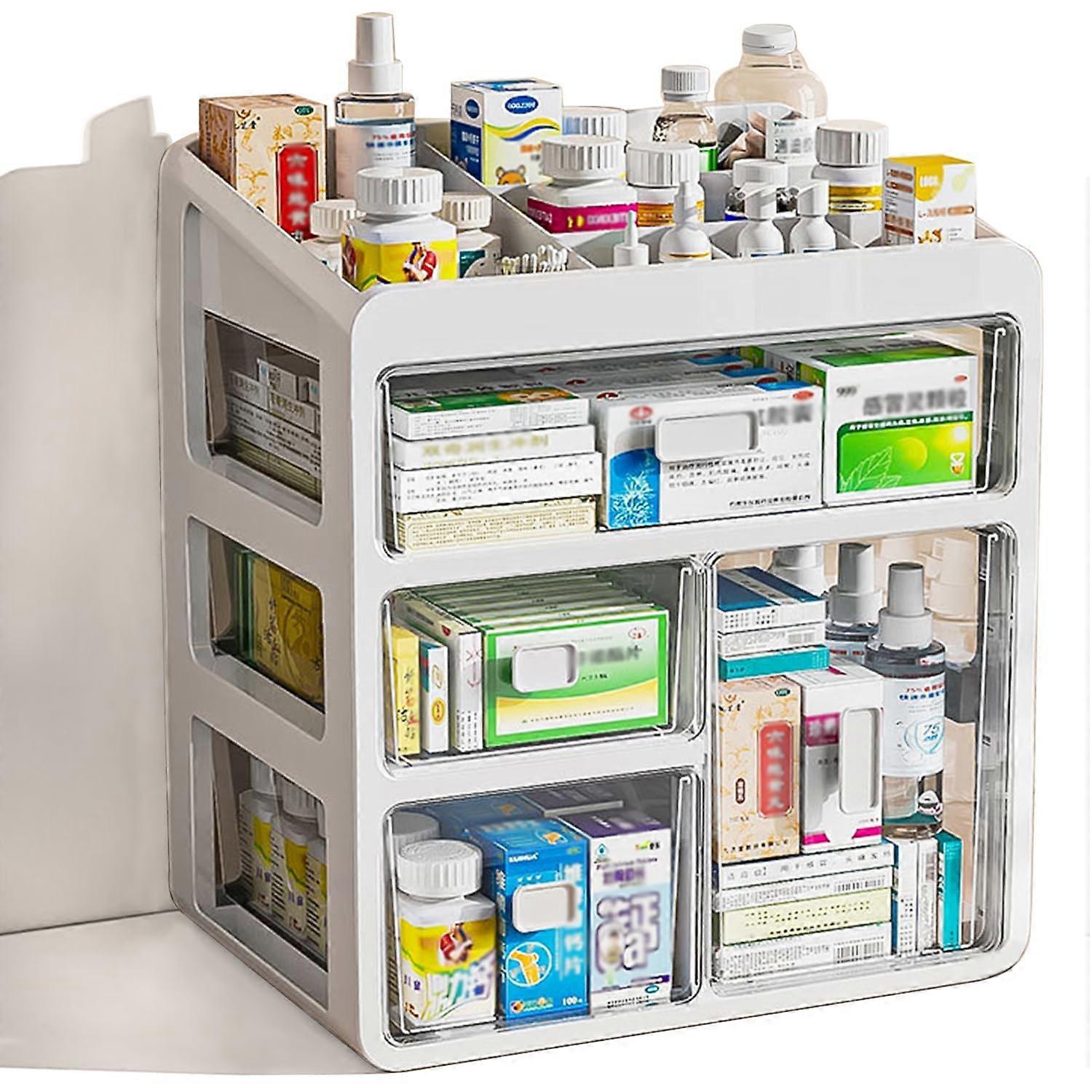 FourTier Plastic Storage Drawers with Transparent Fronts for Desktop Office and Home Organizer