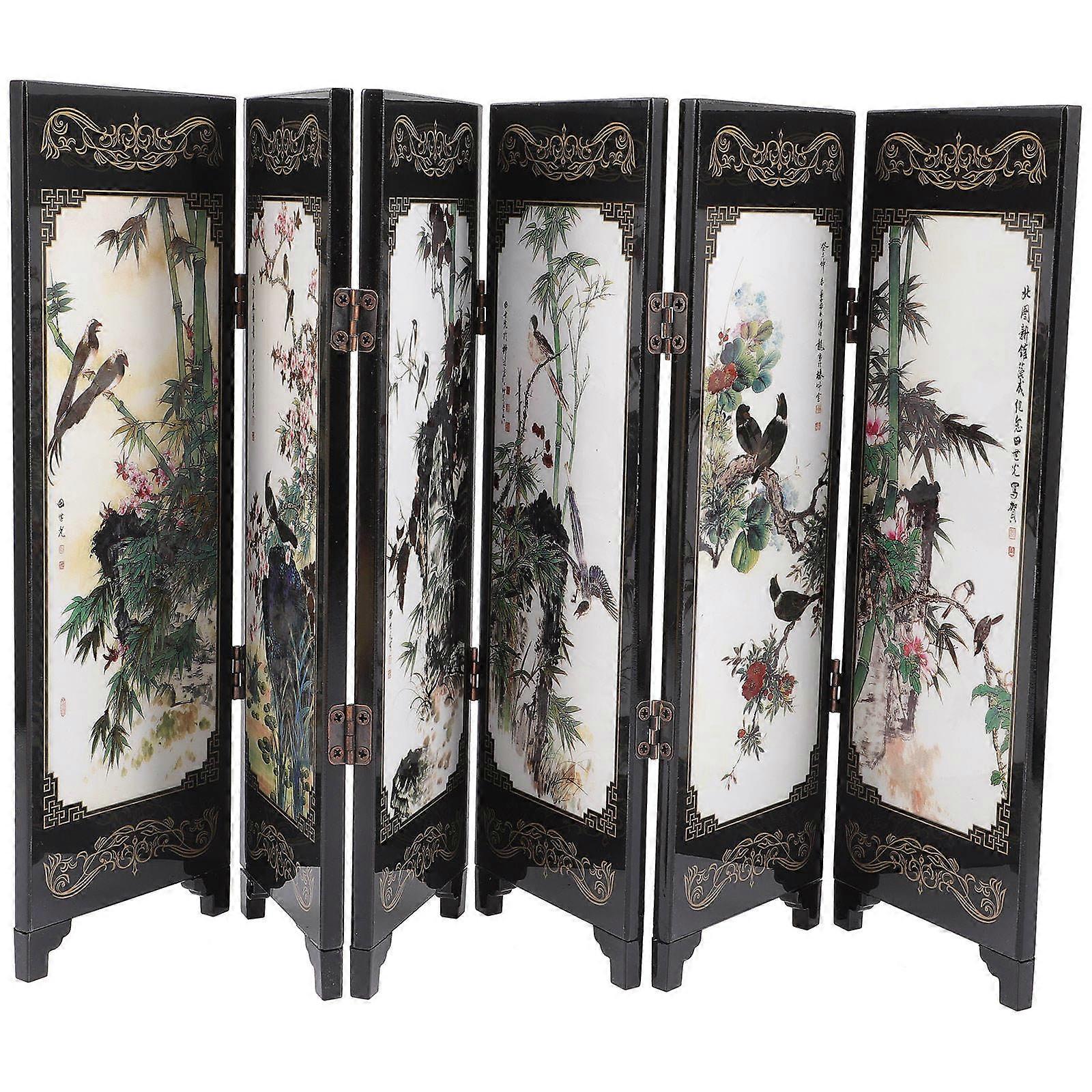 Ornamental Screen Wooden Mini Screen for Playing 3Sets Desktop Decor