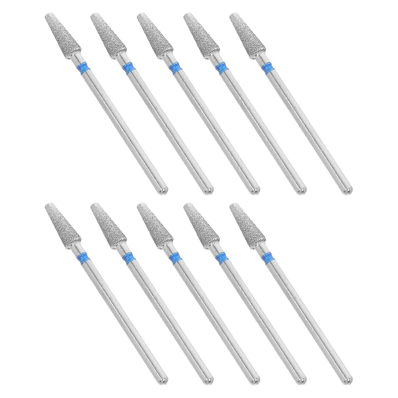 Silver Nail Drill Bits for Cuticle Remove 10Pcs Manicure Sanding Bits Set