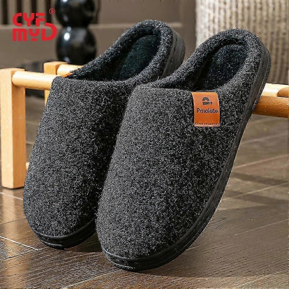 Memory foam slippers men fuzzy warm TPR sole felt home shoes winter soft high quality non slip