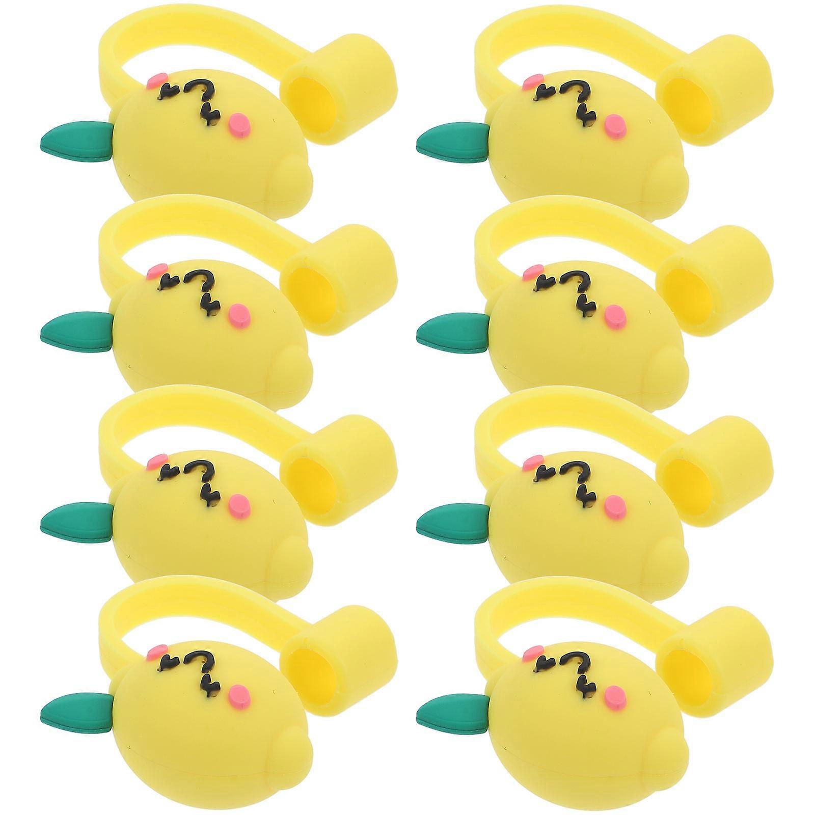 Drinking Straw Caps Straw Covers Yellow Silicone Protectors 40Pcs Set