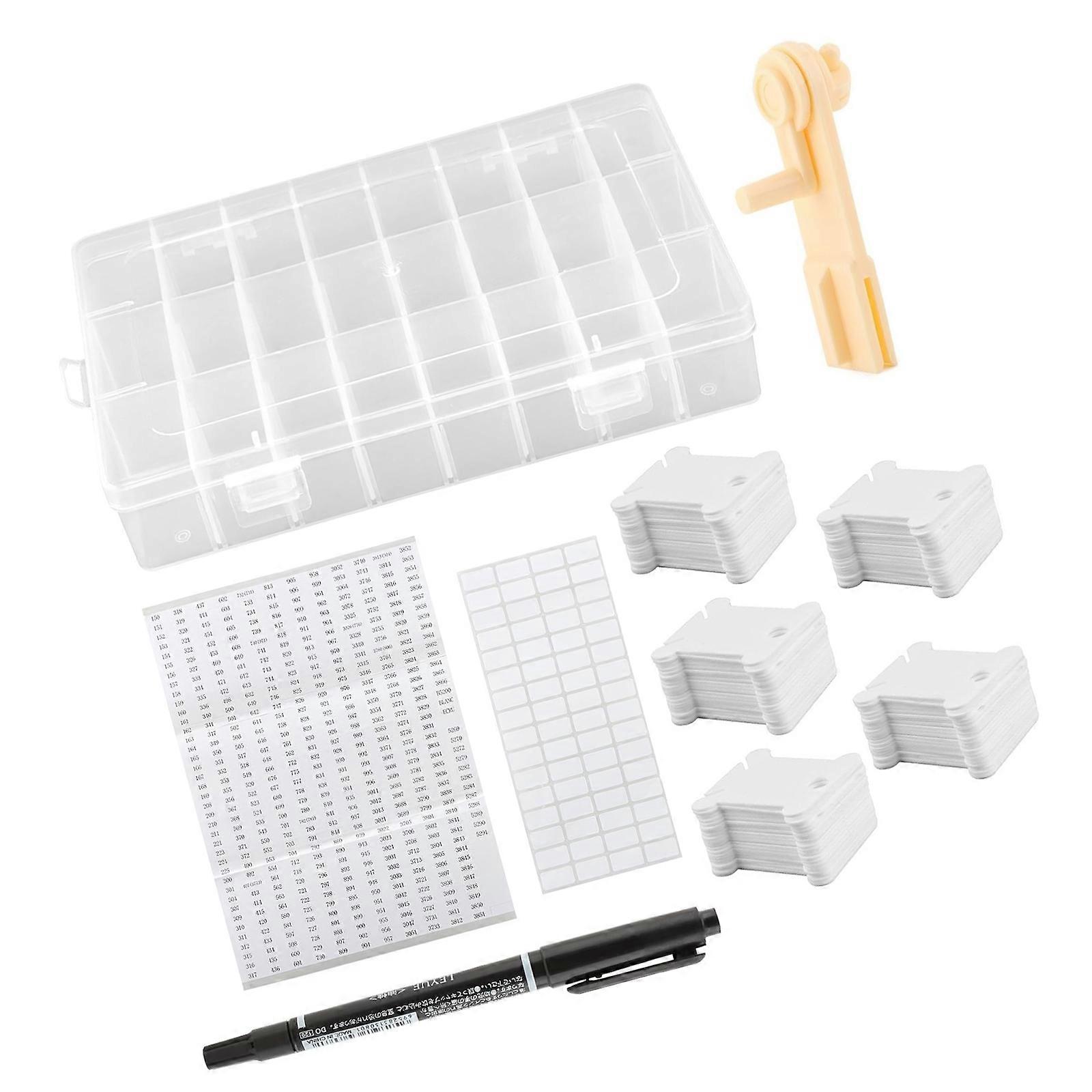 Embroidery Thread Storage Box With Thread Winder Plastic Storage Case 24 Detachable Compartments For Sewing Tool Multicolor