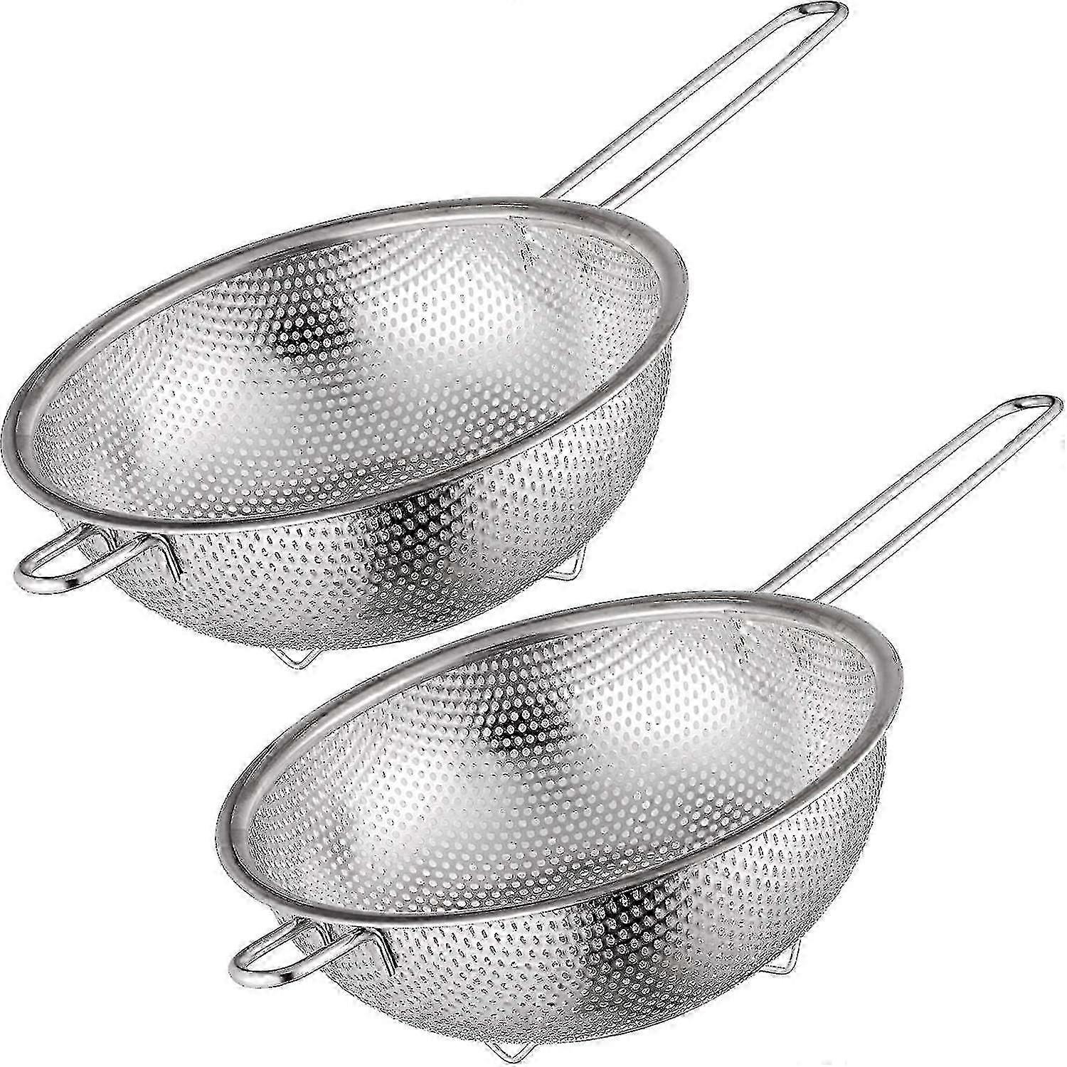 2 Pcs Micro-perforated Stainless Steel Colander with Handle