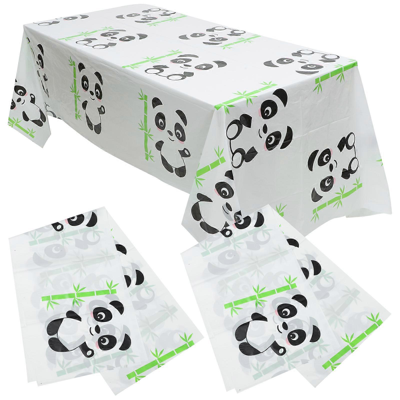 Multi Colored Panda Print Table Cloth For Children's Party Decoration 86.46X51.88In Rectangular PE Material 15Pcs