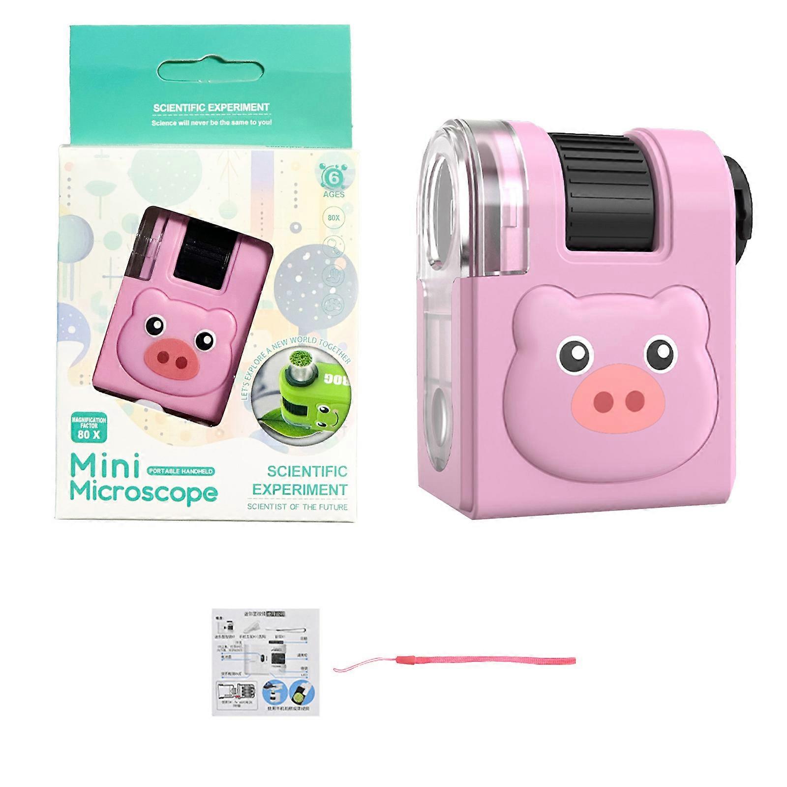 Science Exploration Tool Children Microscope Light High Magnification Lightweight Toy for Educational Activity  Without stand