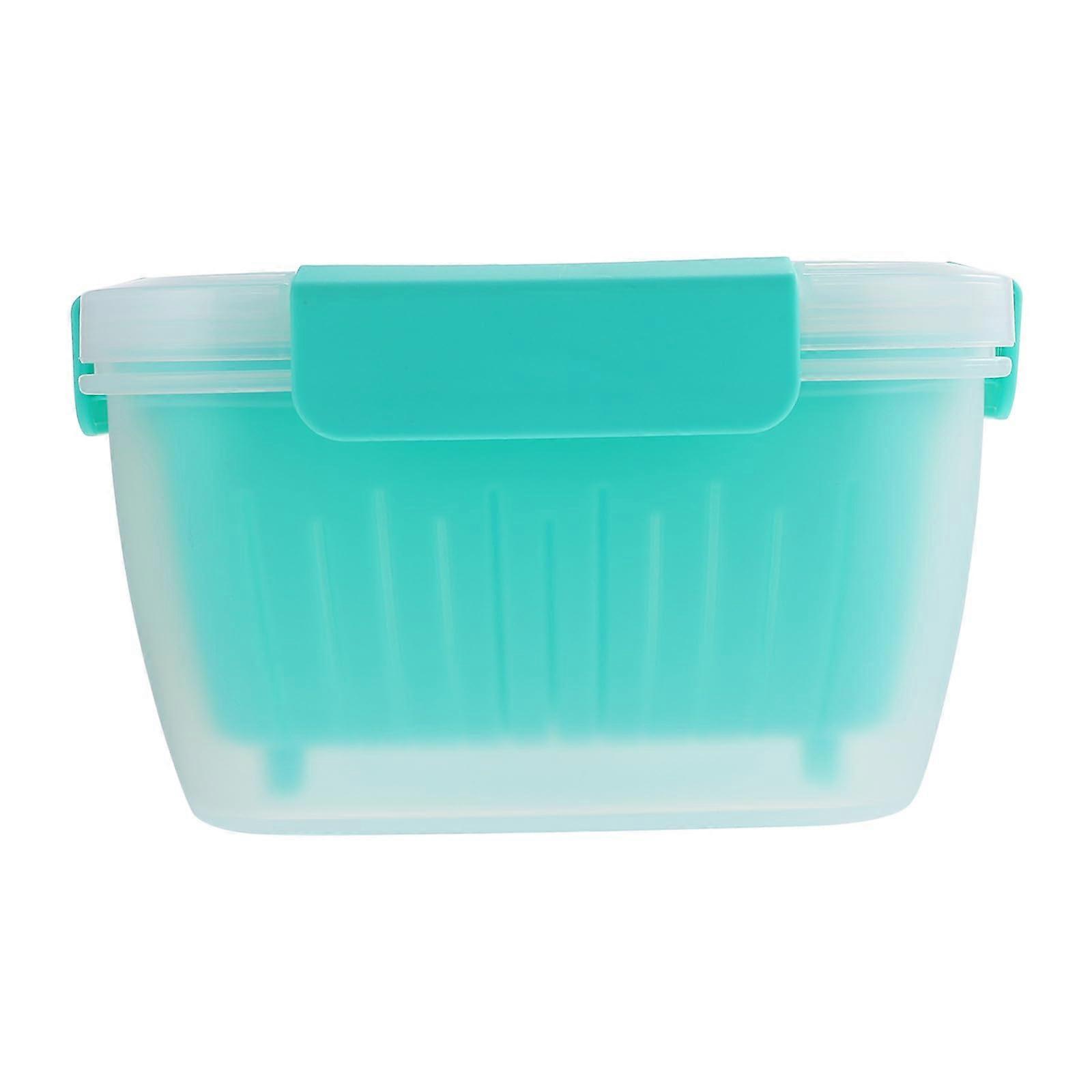 Food Storage Container with Drain Basket, DoubleLayer Vegetable Keeper, Stackable Locking Lid for Fridge