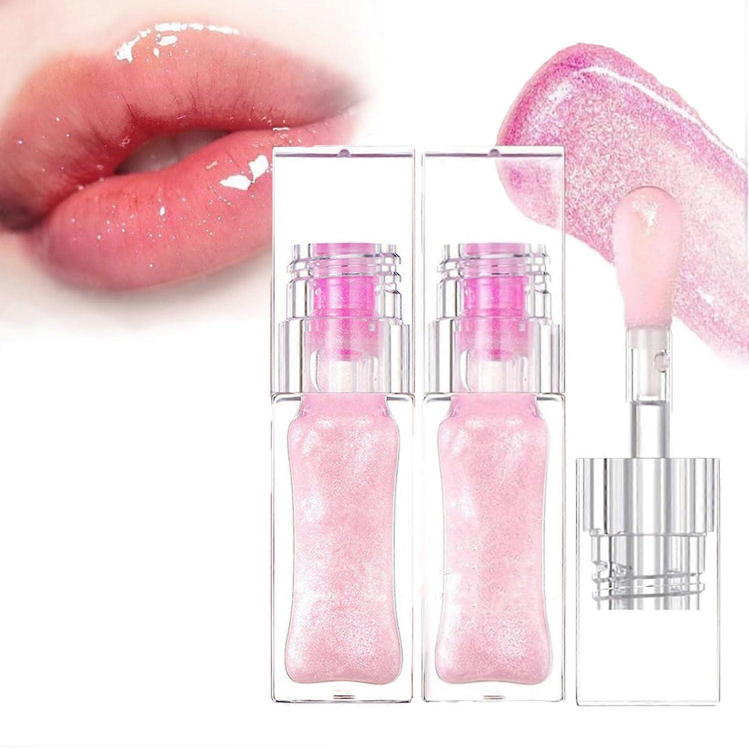 Color Changing Lip Oil with Long Lasting Moisture, Natural Clear to Pink Tint Lip Gloss Balm (2)
