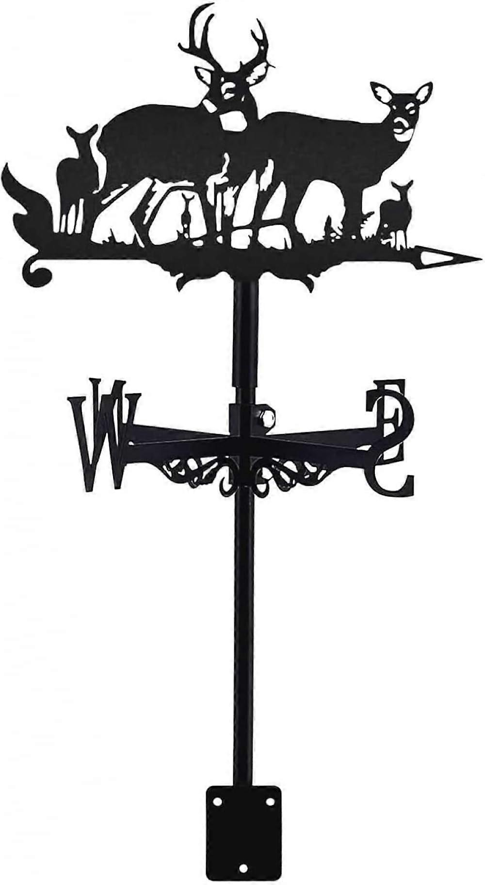 Metal Deer Weather Vane with Wind Direction Indicator, RustResistant Garden Yard Decoration