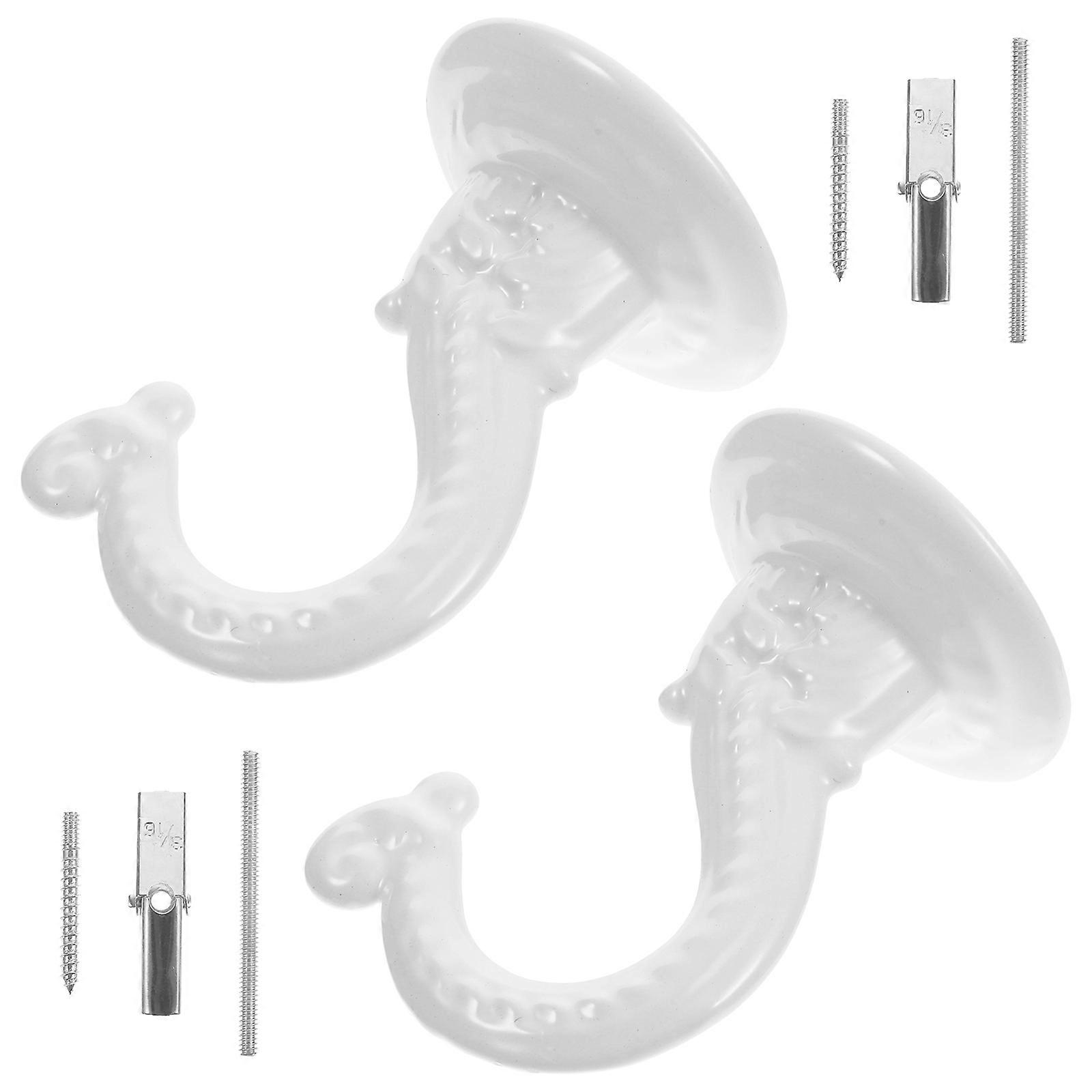 Heavy Duty Ceiling Hooks Zinc Alloy Foldable for Home 2Sets