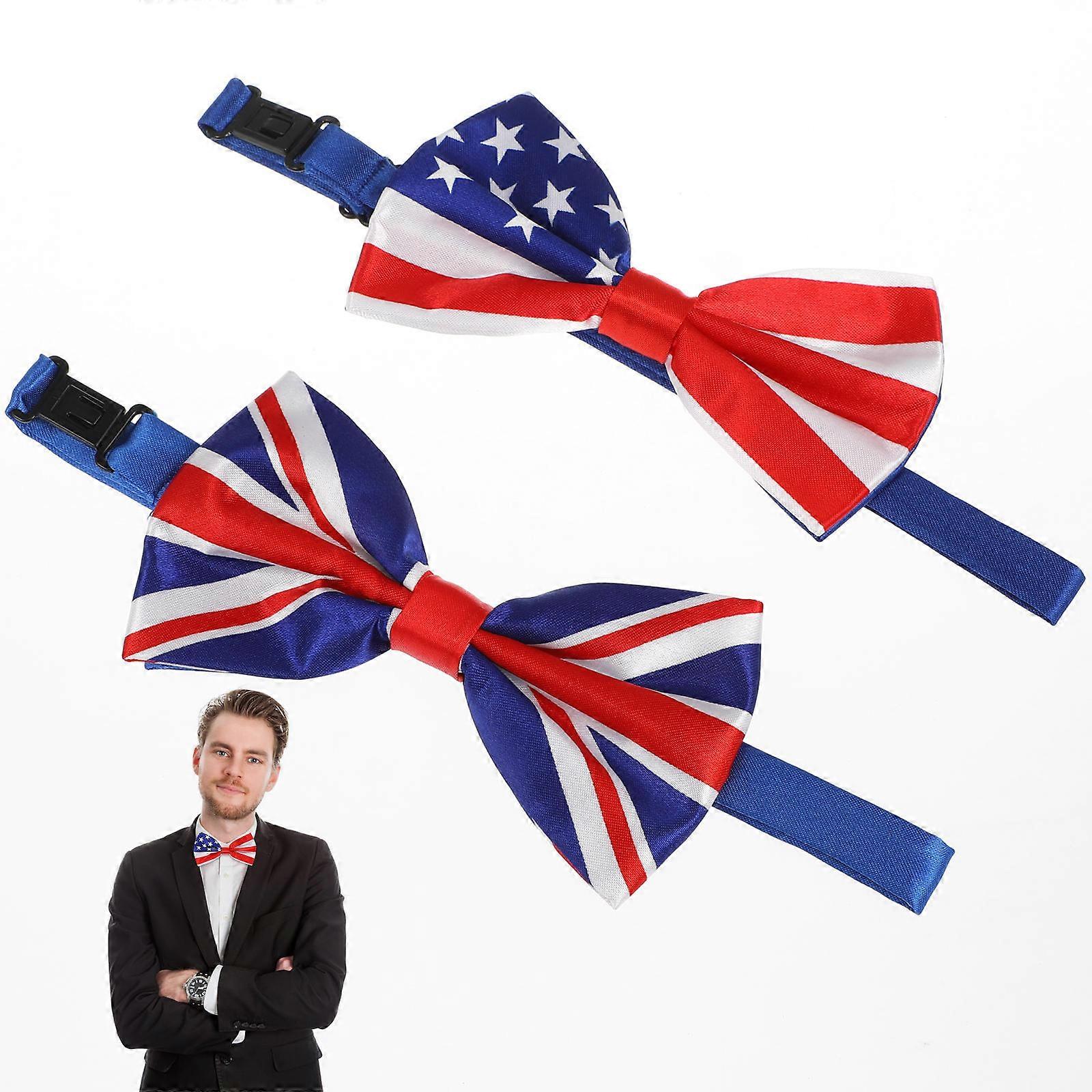 Bow Tie British Flag Men Novelty and Classic Design Polyester 13*7cm 2Set
