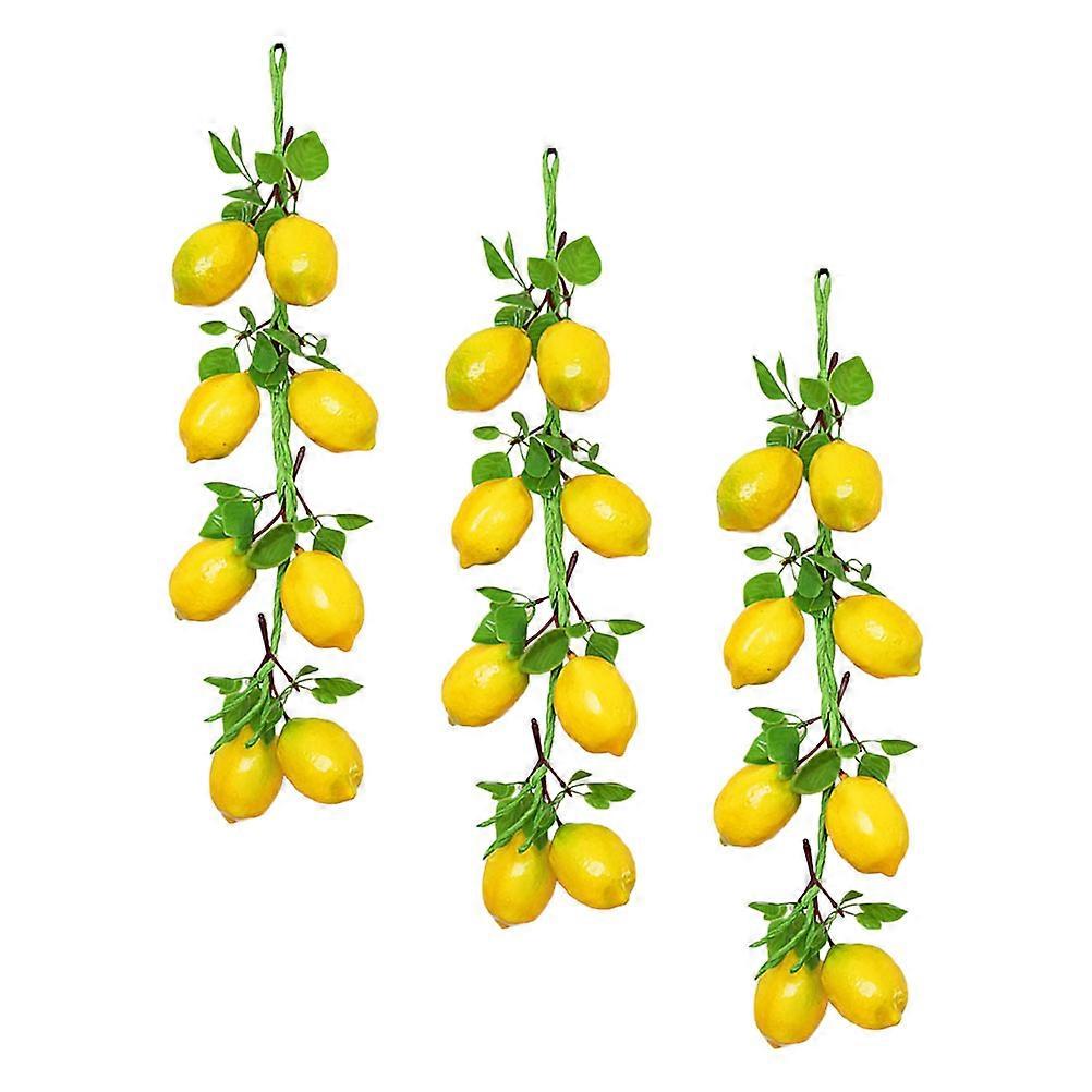 Simulated Lemon String Fruit Models for Photo Props 3Pcs Set